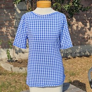 Talbots blue & white gingham top